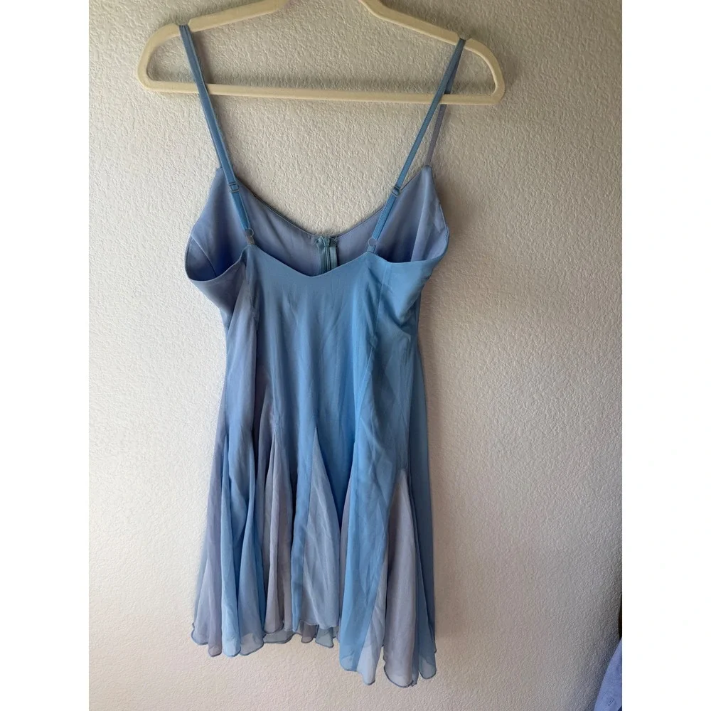 OW Collection Blue Colorblock Chiffon Mini Dress NWT Fairycore Coquette Flawed - Picture 8 of 10